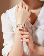 OLEVS Women's Rose Gold Watches Heart Diamond Japanese Quartz Movement Girls Ladies Wristwatch Big Face Waterproof Mesh Belt Watch and Bracelet Set Valentines Day Gifts - Image 6